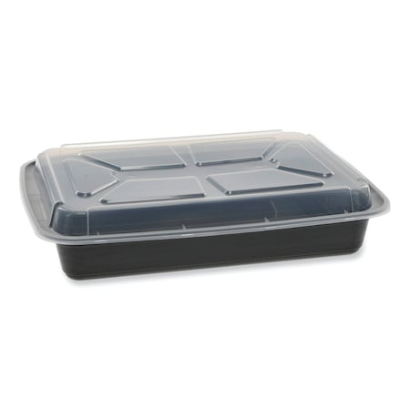 Pactiv Evergreen VERSAtainer Microwavable Containers, Rectangle, 58 oz, 8.5 x 11.5 x 2.5, Black/Clear, Plastic, 150PK NC989B